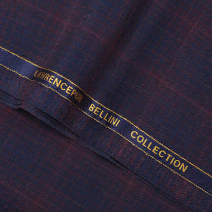 Navy Abstract Checks, S 100 Pure Wool, Bellini Suiting Fabric